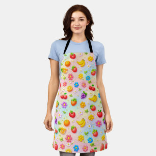 Colourful Fruit Pattern With Flowers and Fruits Apron
