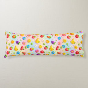 Colourful Fruit Pattern With Flowers and Fruits Body Cushion