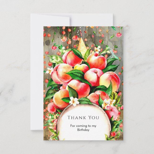  Colourful Fruit Peach Birthday Thank You Card (Front)