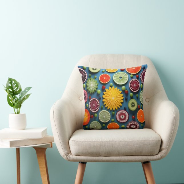Colourful Fruit Pieces Cushion (Chair)