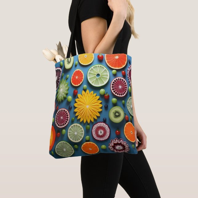 Colourful Fruit Pieces Tote Bag (Close Up)