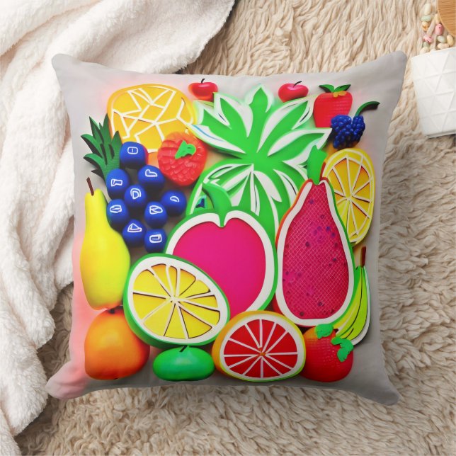 Colourful Fruit Pop Art Cushion (Blanket)