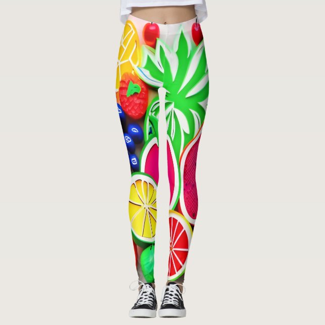 Colourful Fruit Pop Art Leggings (Front)