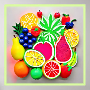 Colourful Fruit Pop Art Poster