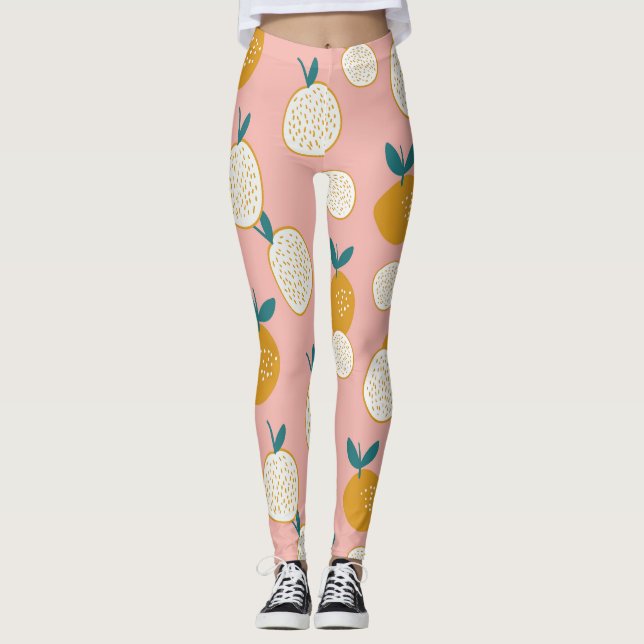 Colourful fruit, seamless background pattern. leggings (Front)