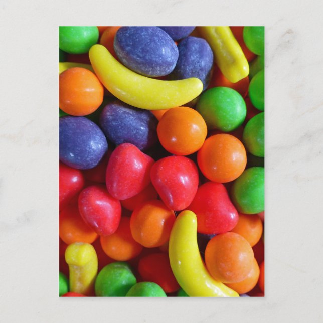 Colourful Fruit Shaped Candy Postcard (Front)
