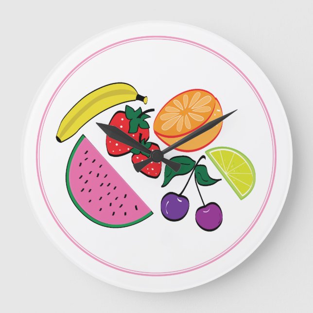 Colourful Fruit Summer, Cool, Fun Large Clock (Front)