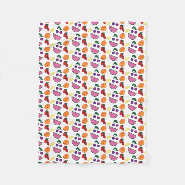 Colourful Fruit Summer Pattern, Cool Fleece Blanket (Front)