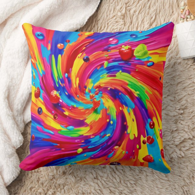 Colourful Fruit Vortex Cushion (Blanket)