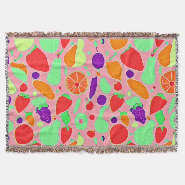 Colourful Fruitful Spectrum Pattern Throw Blanket (Front)