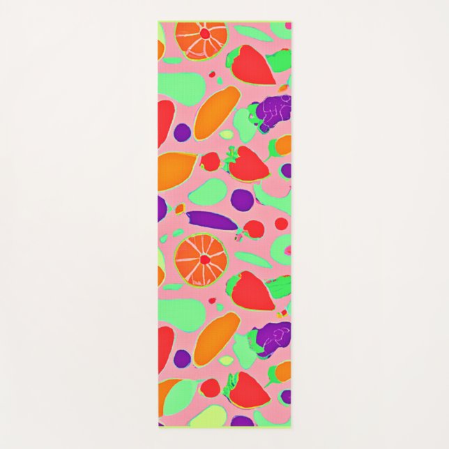 Colourful Fruitful Spectrum Pattern Yoga Mat (Front)
