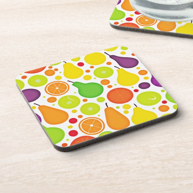 Colourful Fruitful Vibrance Pattern Art Coaster (Left Side)