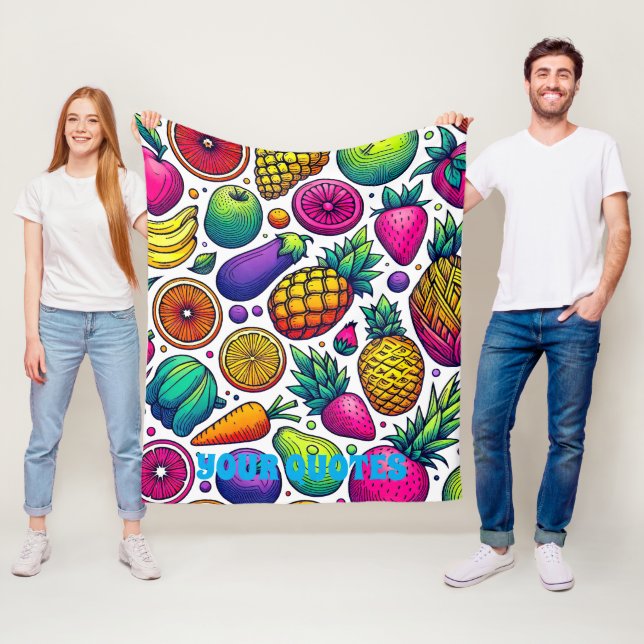 Colourful Fruits and Vegetables Pattern  Fleece Blanket (In Situ)