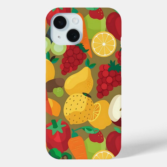 Colourful Fruits and Vegetables Pattern Phone Case (Back)