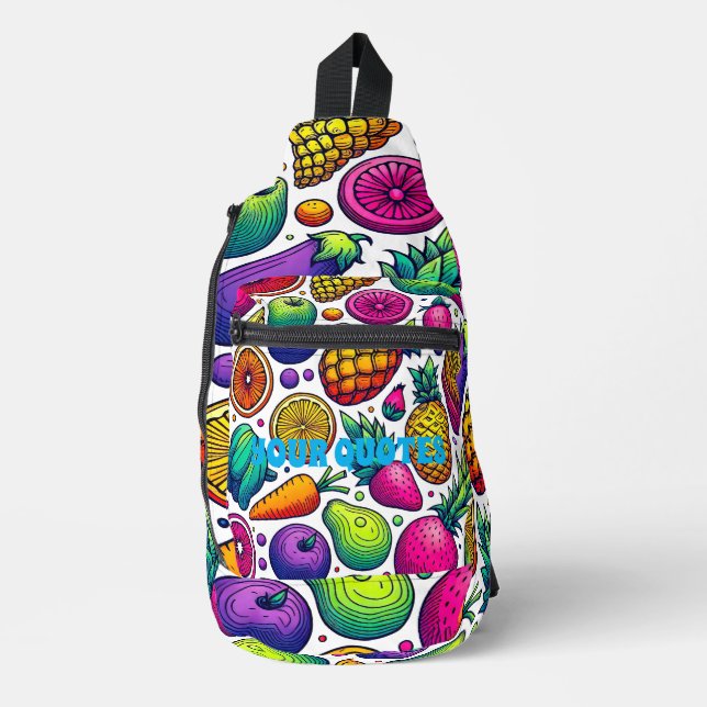 Colourful Fruits and Vegetables Pattern  Sling Bag (Front)