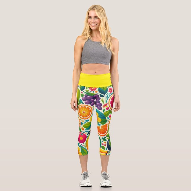 Colourful fruits  capri leggings (Front)