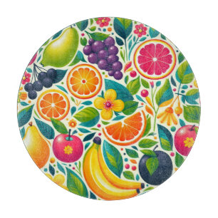 Colourful fruits cutting board