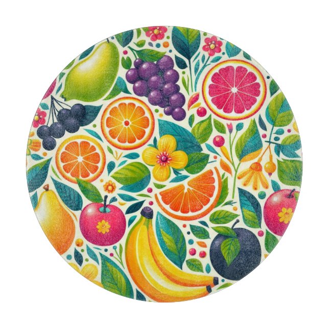 Colourful fruits  cutting board (Front)