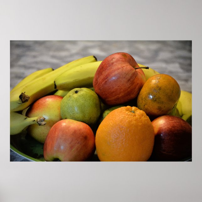 colourful fruits image print. apple, pear, poster (Front)