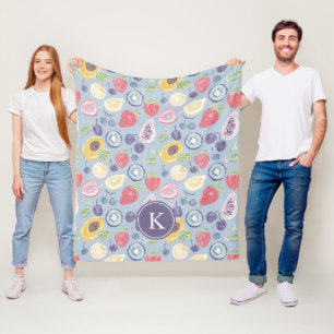 Colourful  Fruits  Monogram Spring Pattern Fleece Blanket