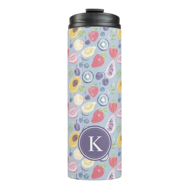Colourful  Fruits  Monogram Spring Pattern Thermal Tumbler (Front)