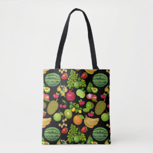 Colourful Fruits Pattern 01.b Black BG Tote Bag
