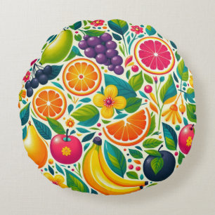 Colourful fruits  round cushion