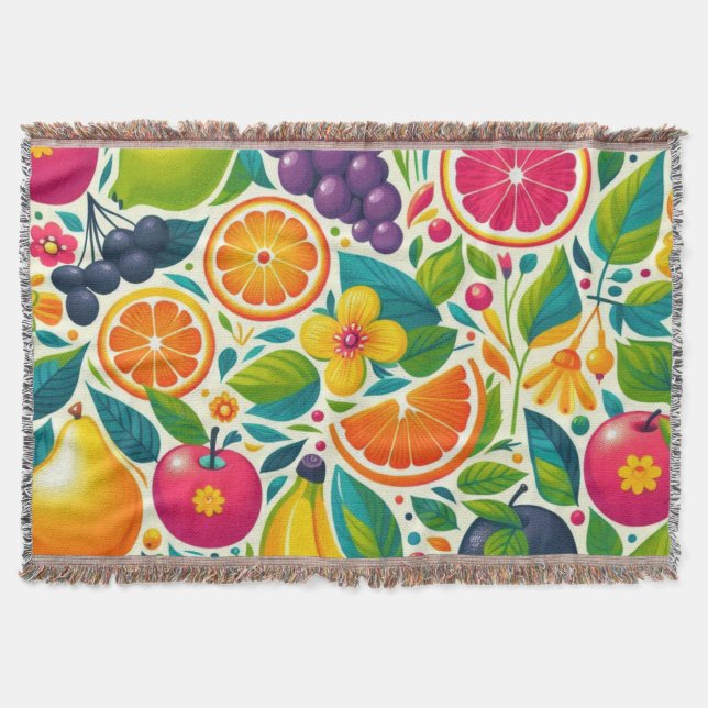 Colourful fruits  throw blanket (Front)