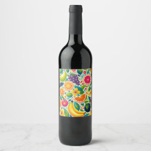 Colourful fruits wine label