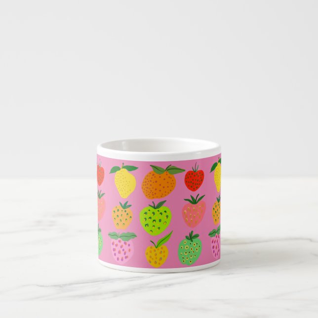 Colourful fruity pattern bone china mug (Front)
