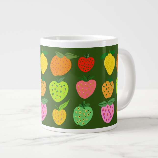 Colourful fruity pattern giant coffee mug (Front Right)