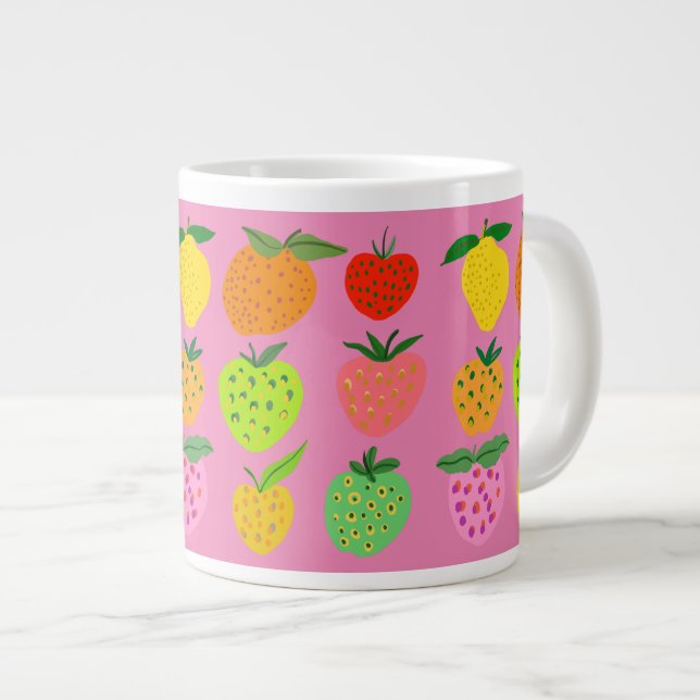 Colourful fruity pattern large coffee mug (Front Right)