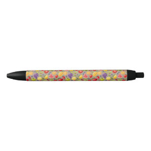 Colourful Fruity Pattern Pen (Brown Base)