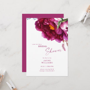 Colourful Fuchsia Floral Elegant Bridal Shower  Invitation
