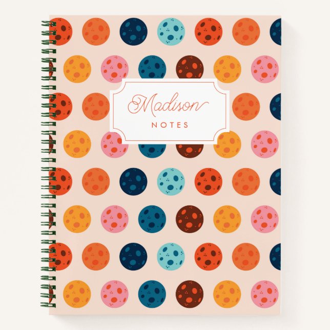 Colourful Full Moon Orange Monogram Notebook (Front)