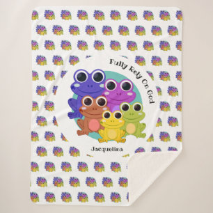 Colourful  Fully Rely On God Personalised FROG Sherpa Blanket