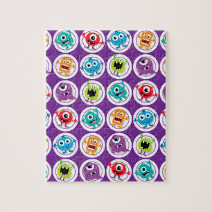 Colourful Fun Abstract Pattern Kids Monsters Jigsaw Puzzle