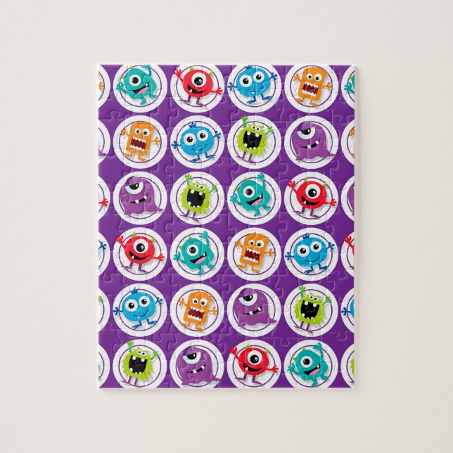Colourful Fun Abstract Pattern Kids Monsters Jigsaw Puzzle (Vertical)