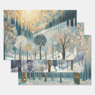 Colourful Fun Abstract Winter Wonderland Art Wrapping Paper Sheet