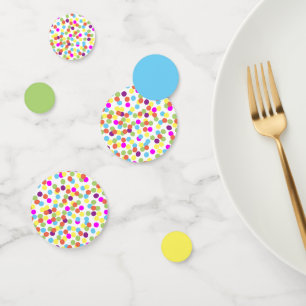 Colourful Fun Blue Green Yellow Polka-Dots Confetti