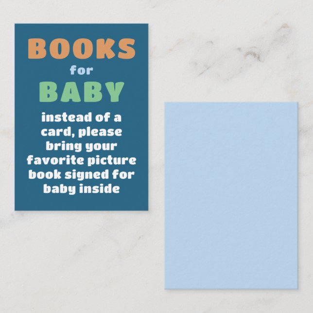 Colourful Fun Books for Baby Shower  Enclosure Card (Front/Back)