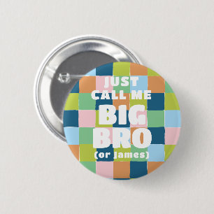 Colourful Fun Chequered Block Baby Shower Big Brot 6 Cm Round Badge