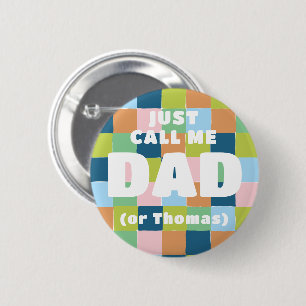 Colourful Fun Chequered Block Baby Shower Dad 6 Cm Round Badge