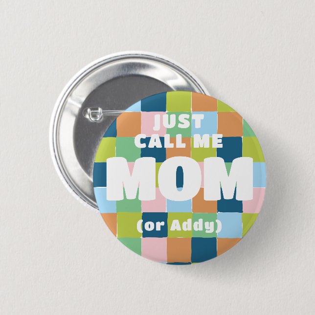 Colourful Fun Chequered Block Baby Shower Mum 6 Cm Round Badge (Front & Back)
