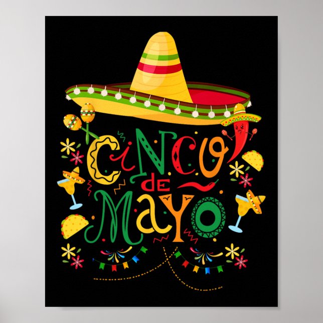 Colourful Fun Cinco De Mayo Design  Poster (Front)