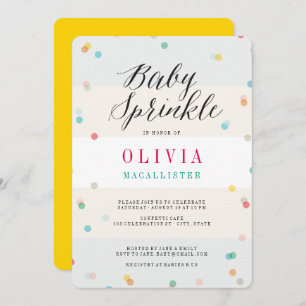 Colourful Fun Confetti Modern Script Baby Sprinkle Invitation