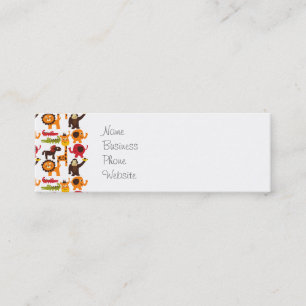 Colourful Fun Cute Jungle Village Safari Zoo Anima Mini Business Card