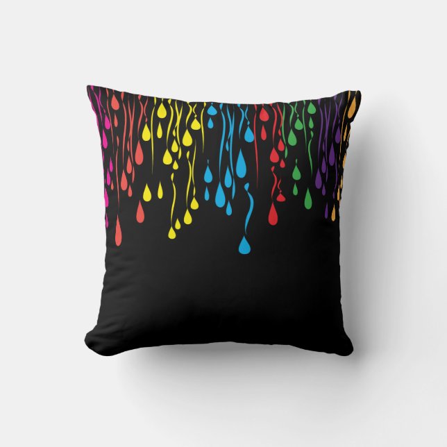 Colourful Fun Drip Abstract Design Cushion (Front)