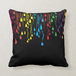 Colourful Fun Drip Abstract Design Cushion