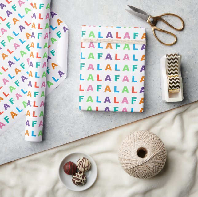 Colourful Fun FA LA LA Holiday Season Text Wrapping Paper (Crafts)